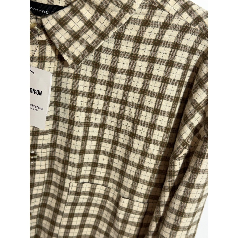 Cotton on Men's Tribeca Oversized Long Sleeve Shirt Stone Mini Check  size‎  2XL - Picture 8 of 17